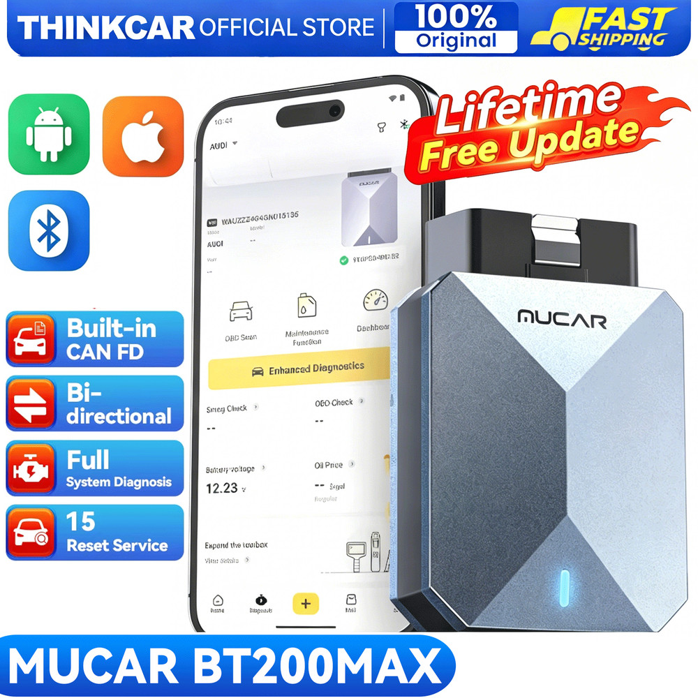 MUCAR BT200 Lifetime FREE Bidirectional Scanner All System Diagnostic Tool CANFD