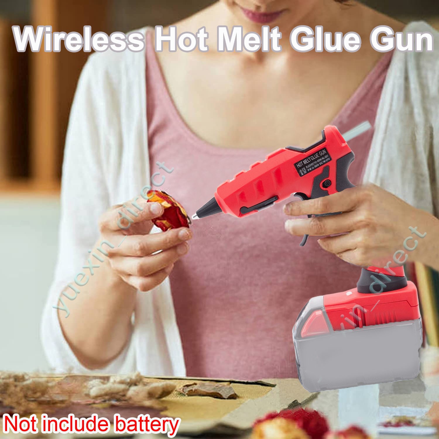Cordless Hot Melt Glue Gun W/10 Sticks Heat Gun For Milwaukee 18V Li-ion Battery