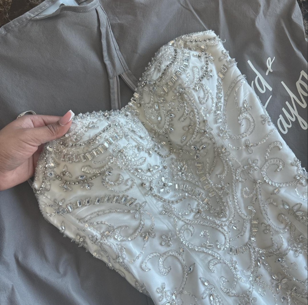 Sottero and Midgley Ivory Beaded Strapless Fit Flare Wedding Dress