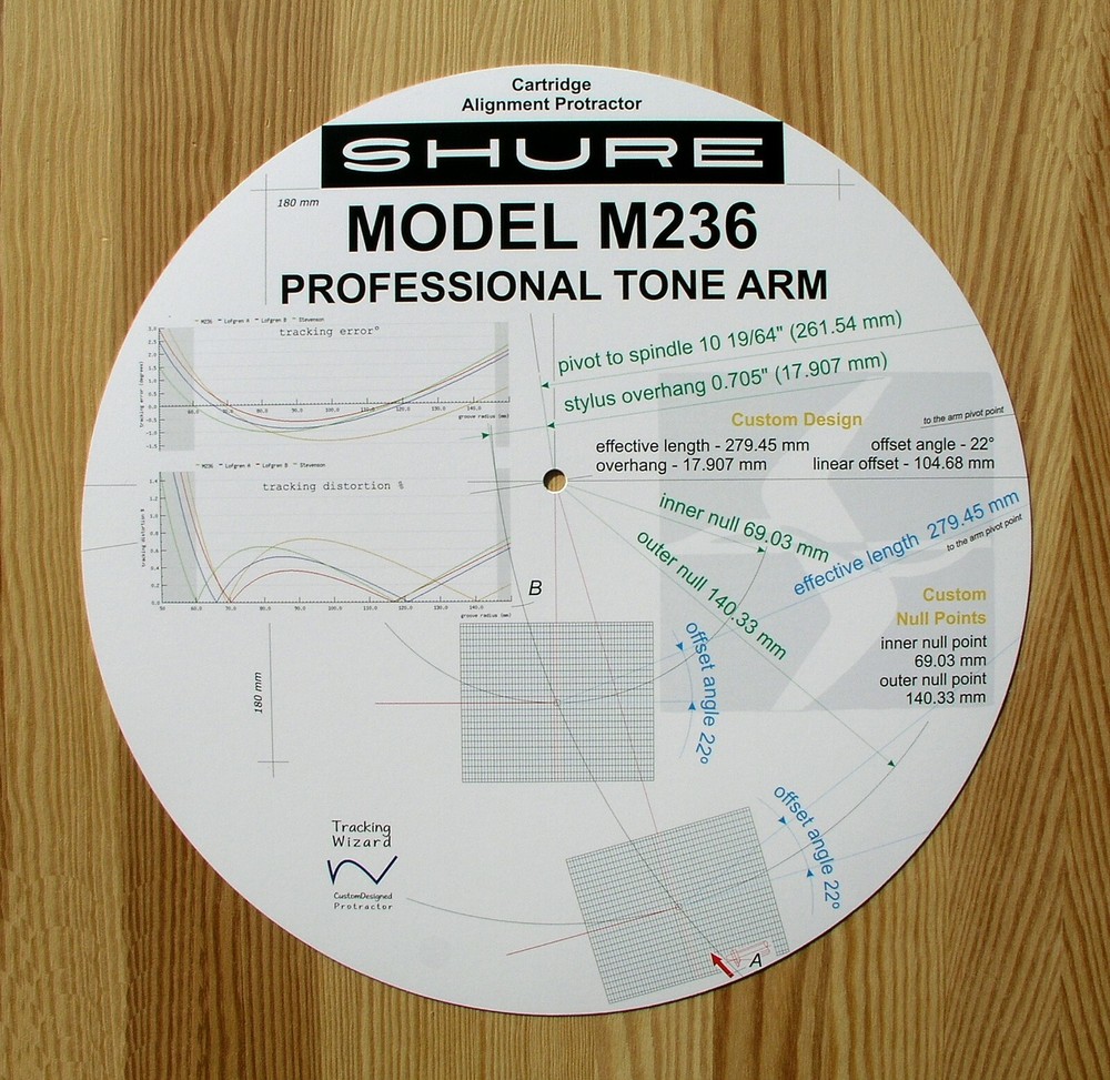 Shure M236 Professional Custom Designed Tonearm Cartridge Alignment Protractor