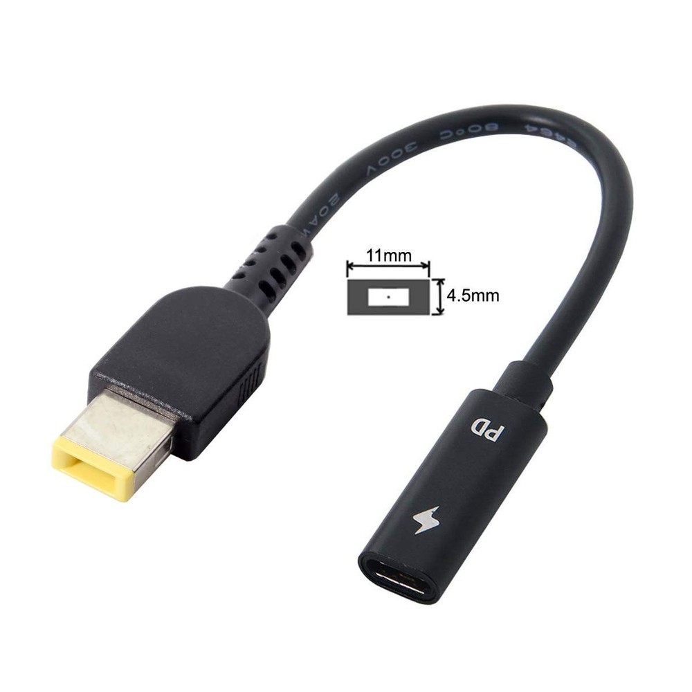 cablecc Type C USB-C to Rectangle 11.0x4.5mm Power Plug Black Retangle Jack