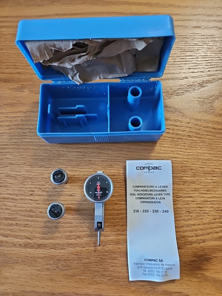 Compac 244A Dial Test Indicator .0005" Swiss Made Precision Tool with Case **KIT