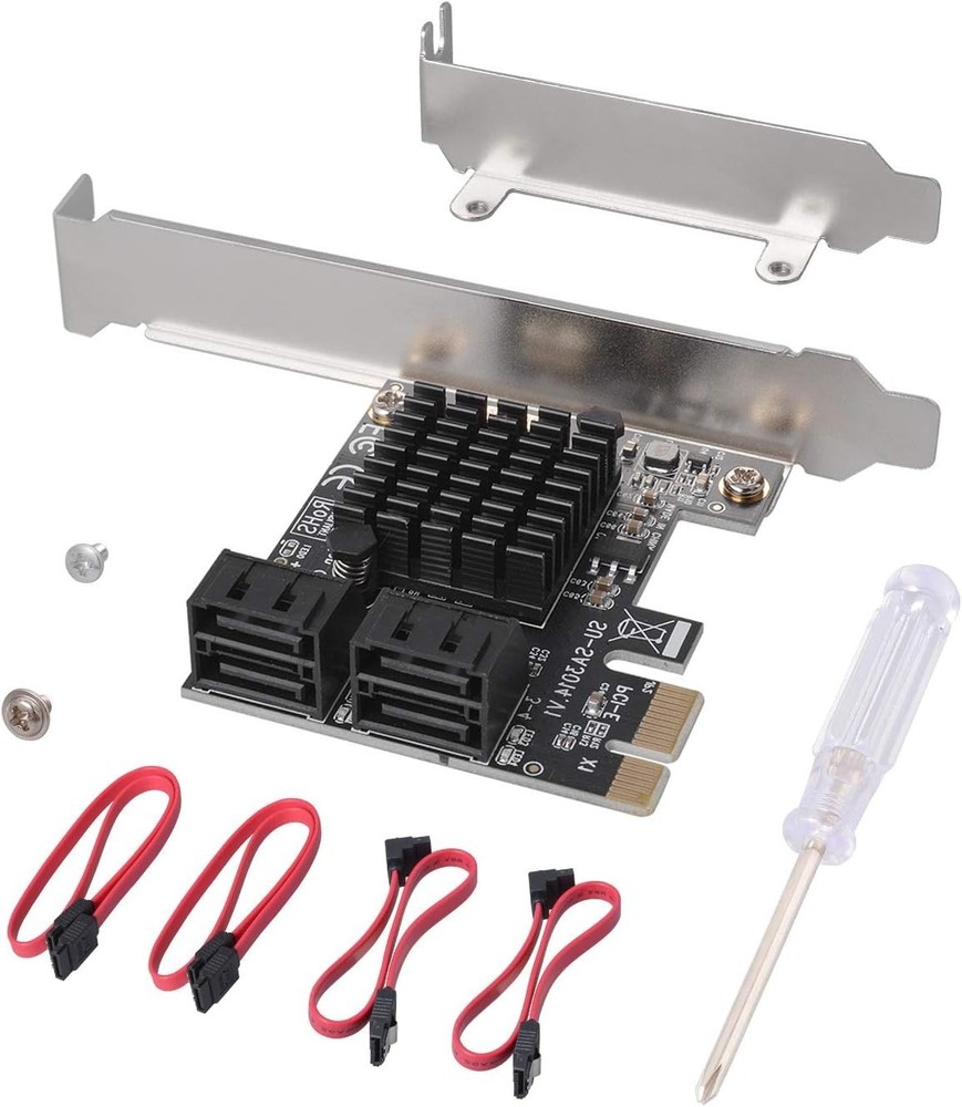 SATA 4 Port Expansion Card Compatible with Windows and Linux Operating Systems