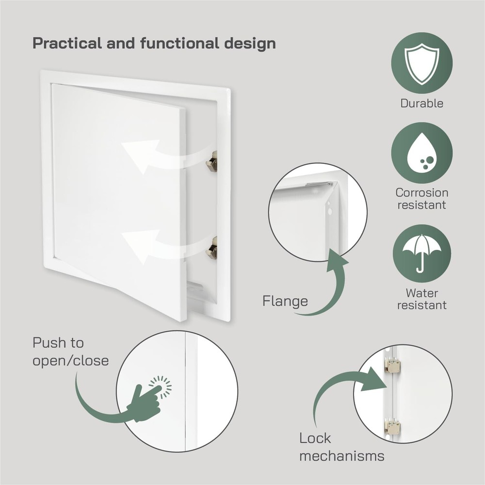 12'' x 12'' Inch White Metal Access Panel with Click Function - Easy Access Door