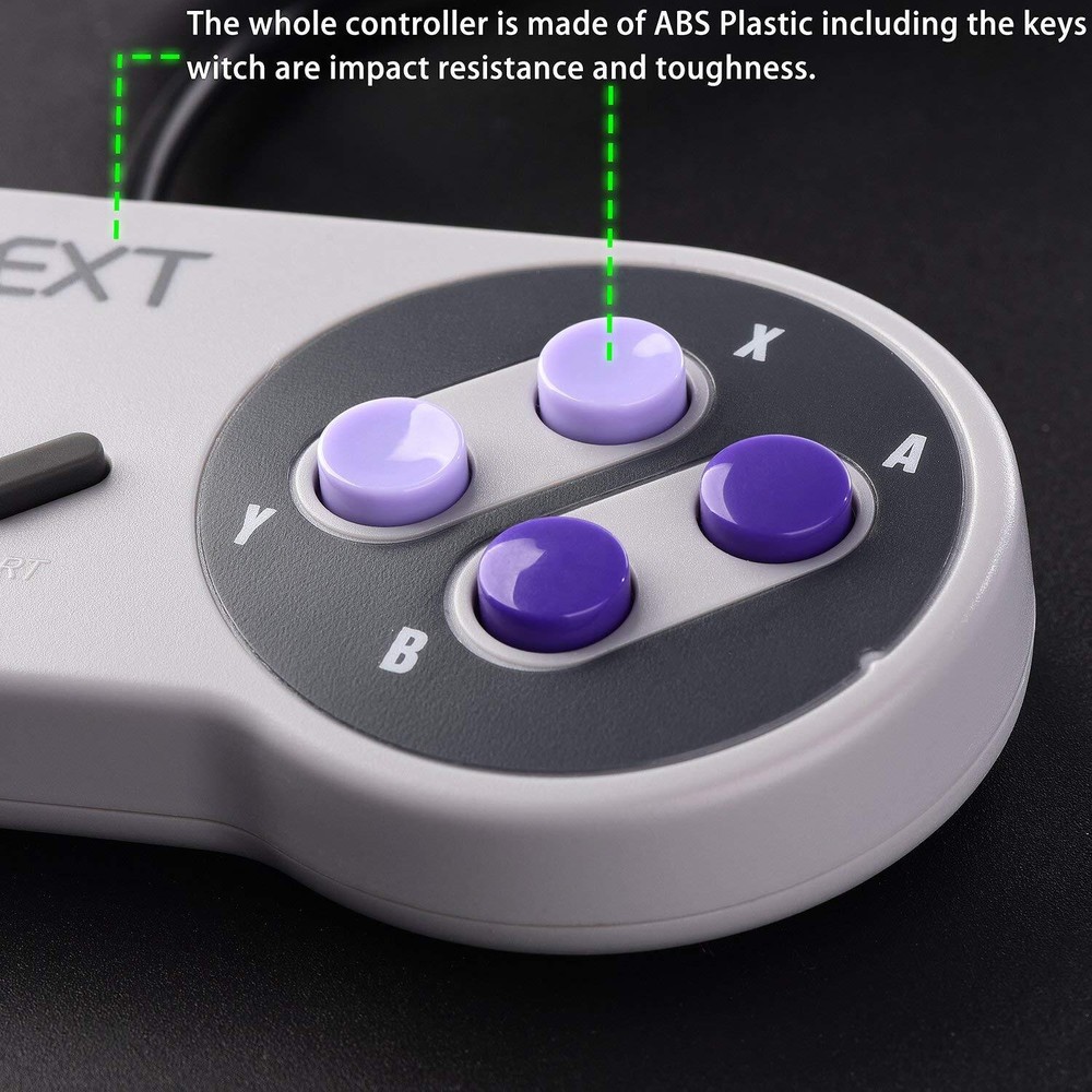 2 Pack USB SNES Controller Joystick Super Games Retro Classic Gamepad for PC MAC