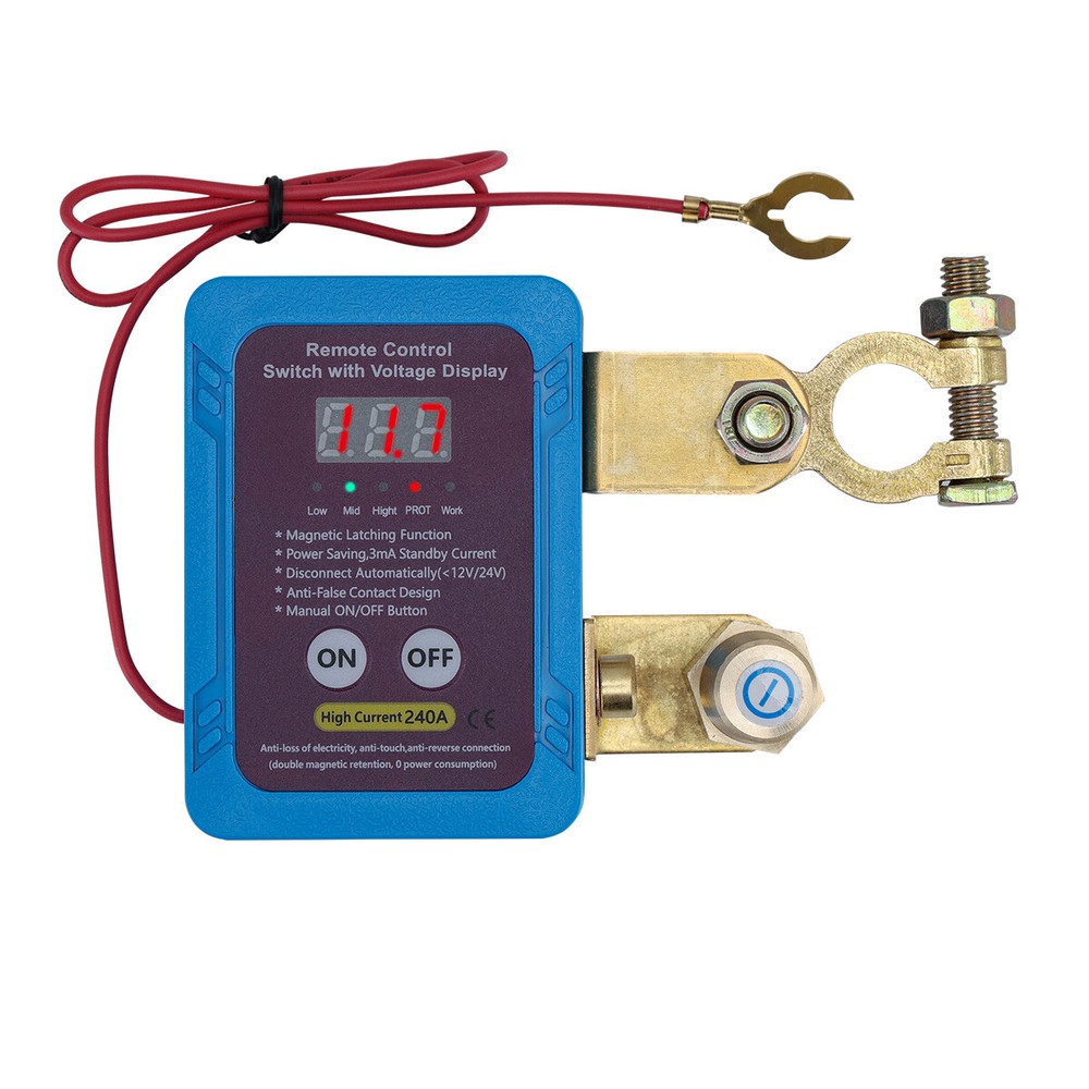240A Kill Switch 12V Remote Battery Disconnect Switch with Led Voltage Display