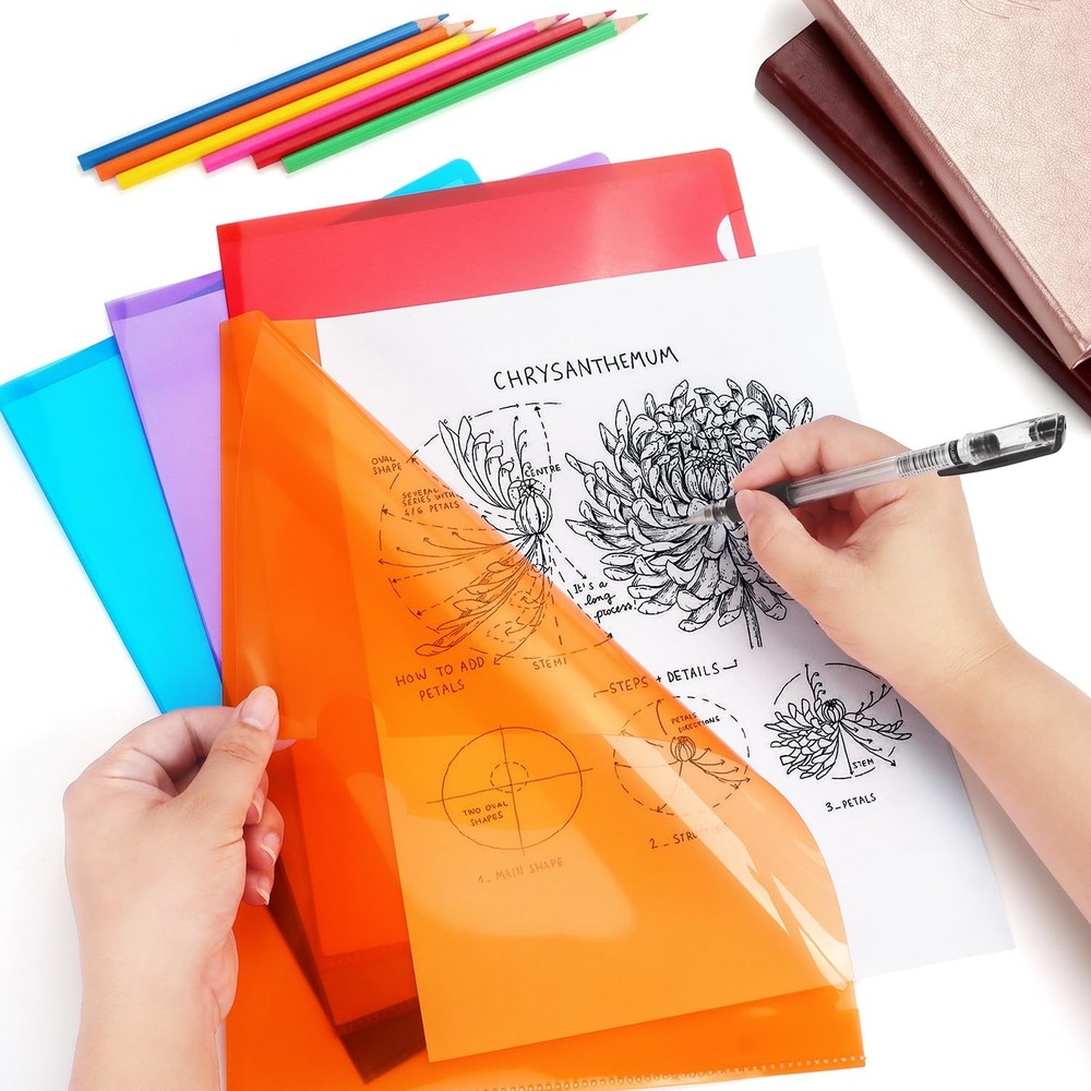 16 Pack Clear Plastic Folders Sleeves, Plastic Sleeves for Documents Transparent