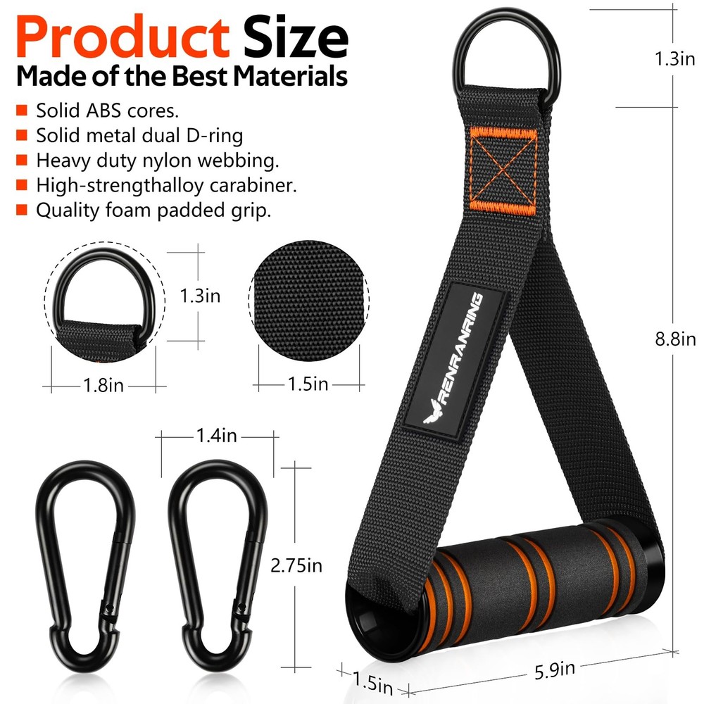 RENRANRING Gym Exercise Handles, ‎Handles for Cable Machine, 1 Black-Orange