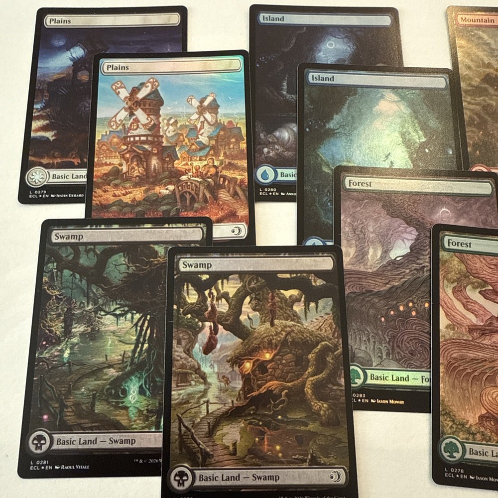 FOIL Lorwyn Eclipsed Full Art Basic Land Complete Set 10 Cards Mint Unplayed ECL