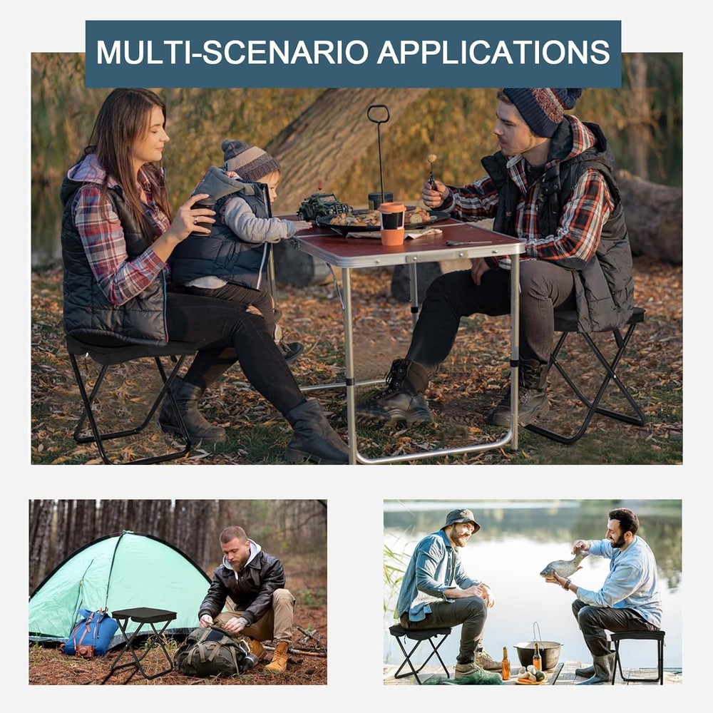 Camping Stool, Portable Folding Stool (Black)