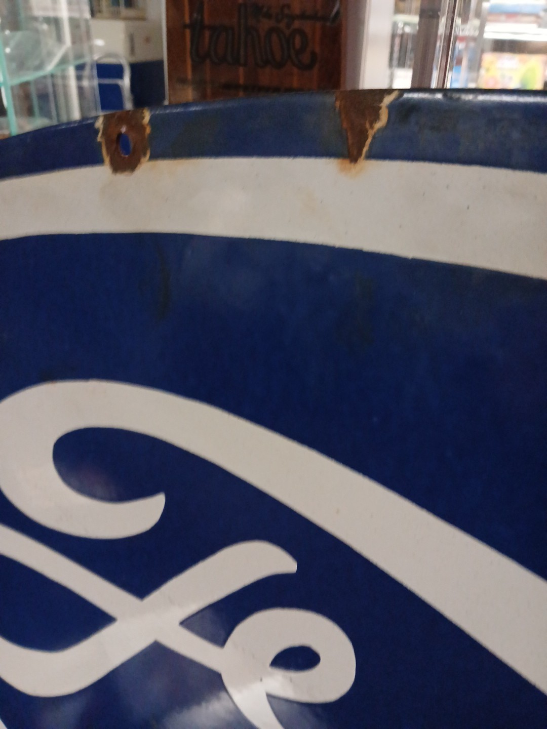 VINTAGE LARGE FORD PORCELAIN METAL SIGN 4FT CAR TRUCK AUTO DEALER SALES SERVICE