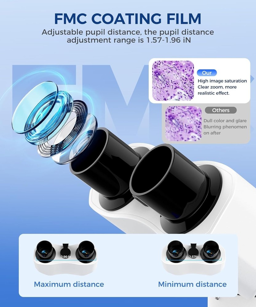 Professional 40X-2000X Binocular Microscope with LED Illumination & Accessories