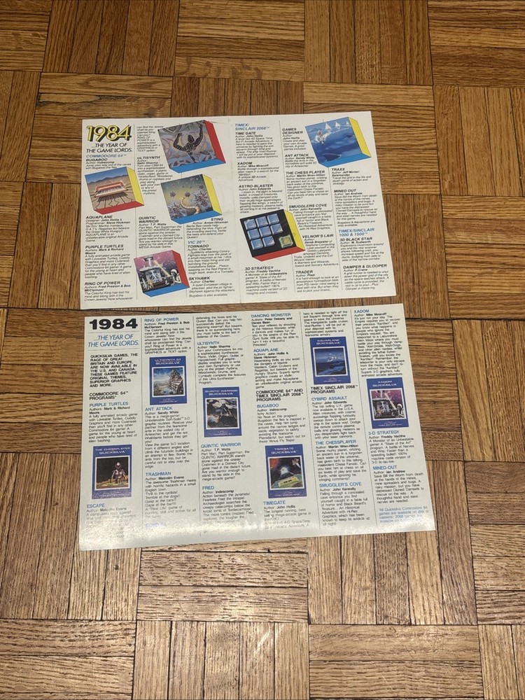 1984 QUICKSILVA Timex Sinclair 2068 Computer Game Catalogs & Brochures