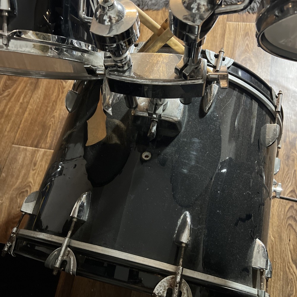 Used Groove Percussion 4pcs Drum Set Black Wrap - Fair