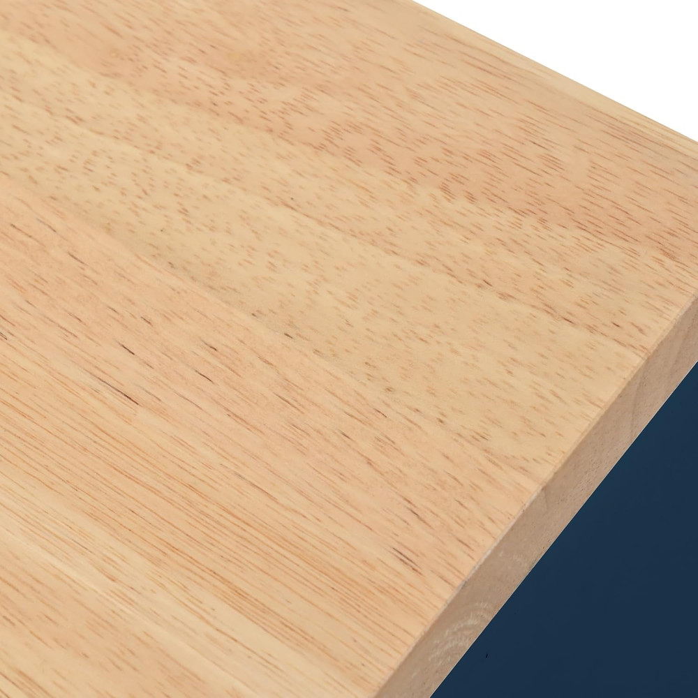 Navy Blue Rolling Kitchen Island with Extendable Table & Power Outlets