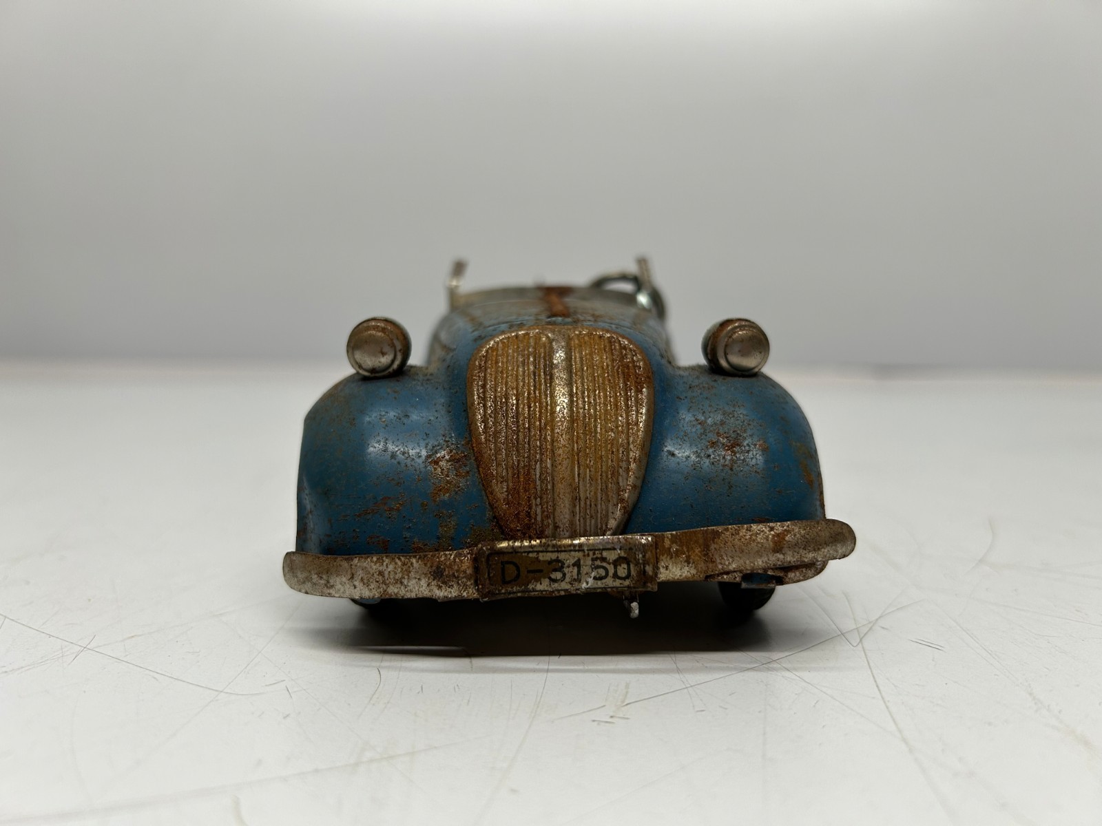 Vtg c1940s D-3150 Wind Up Toy Car Blue BMW German US Zone Maybe Distler As Is