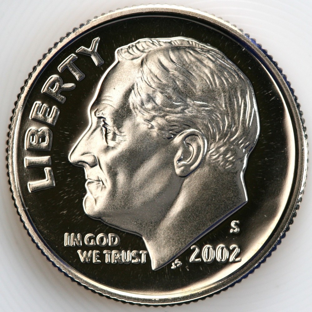 2002 S Gem DCam Proof Roosevelt Dime CN-Clad