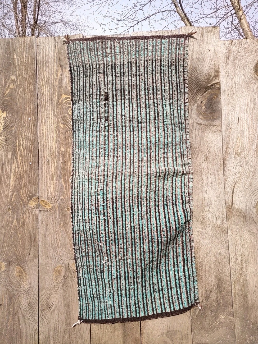 Navajo Rug Antique Native American Indian Twill Weaving Textile 1910 62 x 30