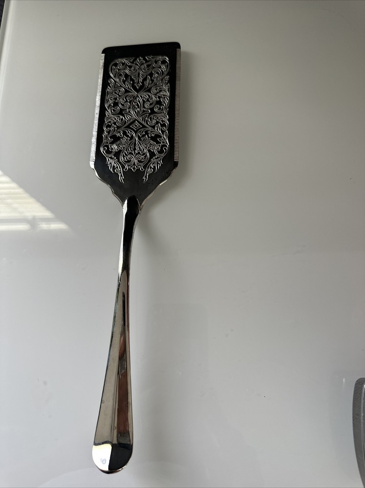 Vintage Engraved Rectangle Cake Slice Server Silver Wedding Christmas Cutlery
