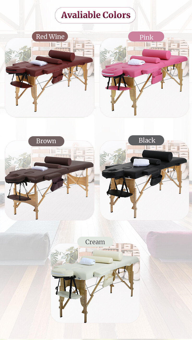 Massage Table Massage Spa Bed 73 inch Long Height Adjustable Portable 2 Folding