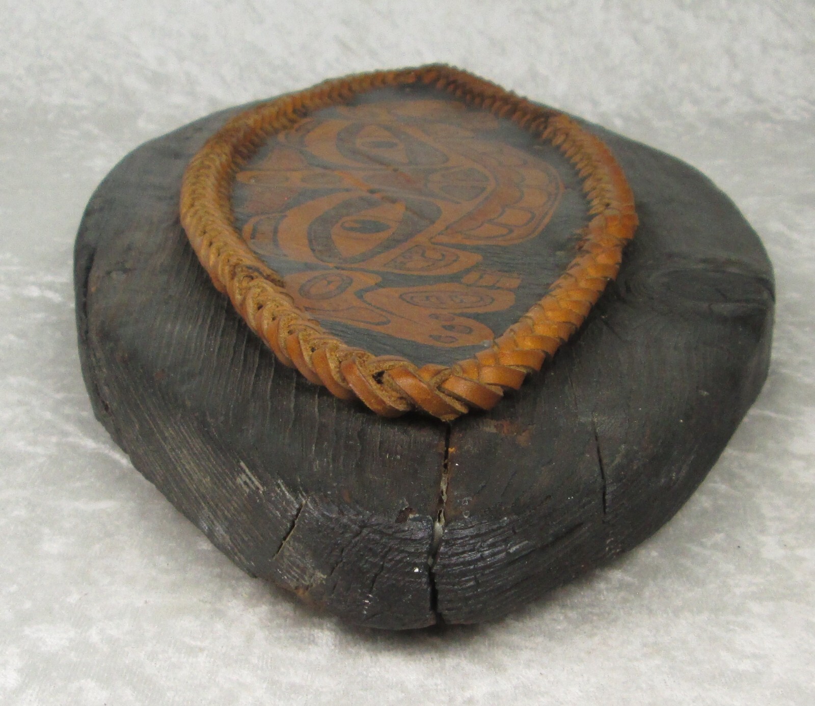 Tlingit Haida Sea Monster Painted Leather on Board 19 inch Long 8-1/2 Tall