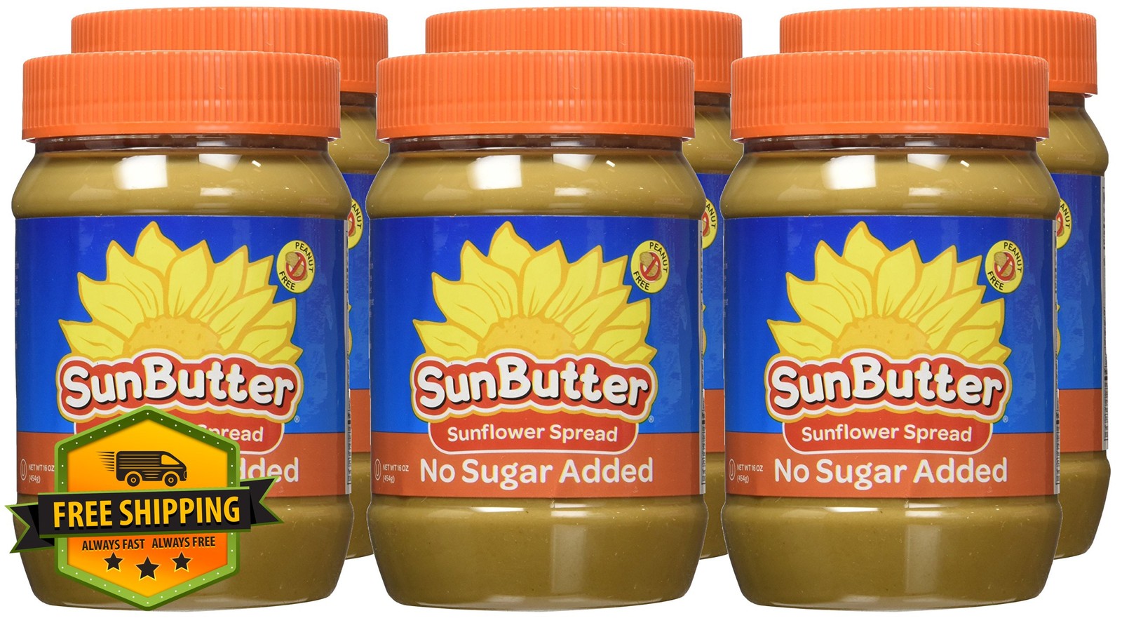 SunButter No Sugar Added Sunflower Seed Butter 6x16oz Nut Free