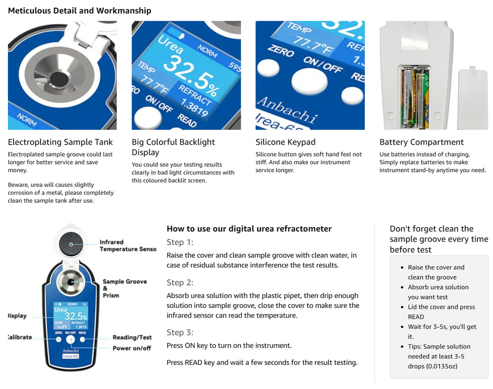 Urea and DEF Tester - Refractometer Digital Tester That Measures Accurately a...