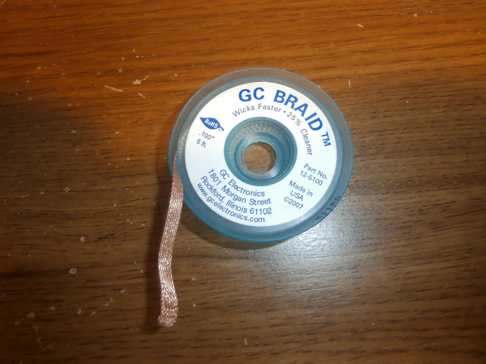 GC ELECTRONICS DE-SOLDER BRAID 12-5100 USA MADE 5FT .100",NEW
