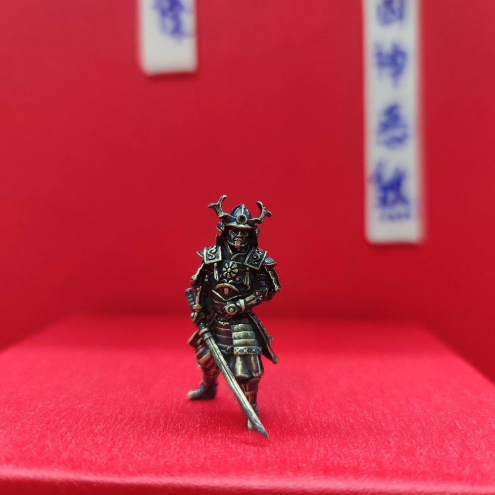 1PC Black Solid Bronze Slash Samurai Ancient Soldier Statue Piece Crafts New