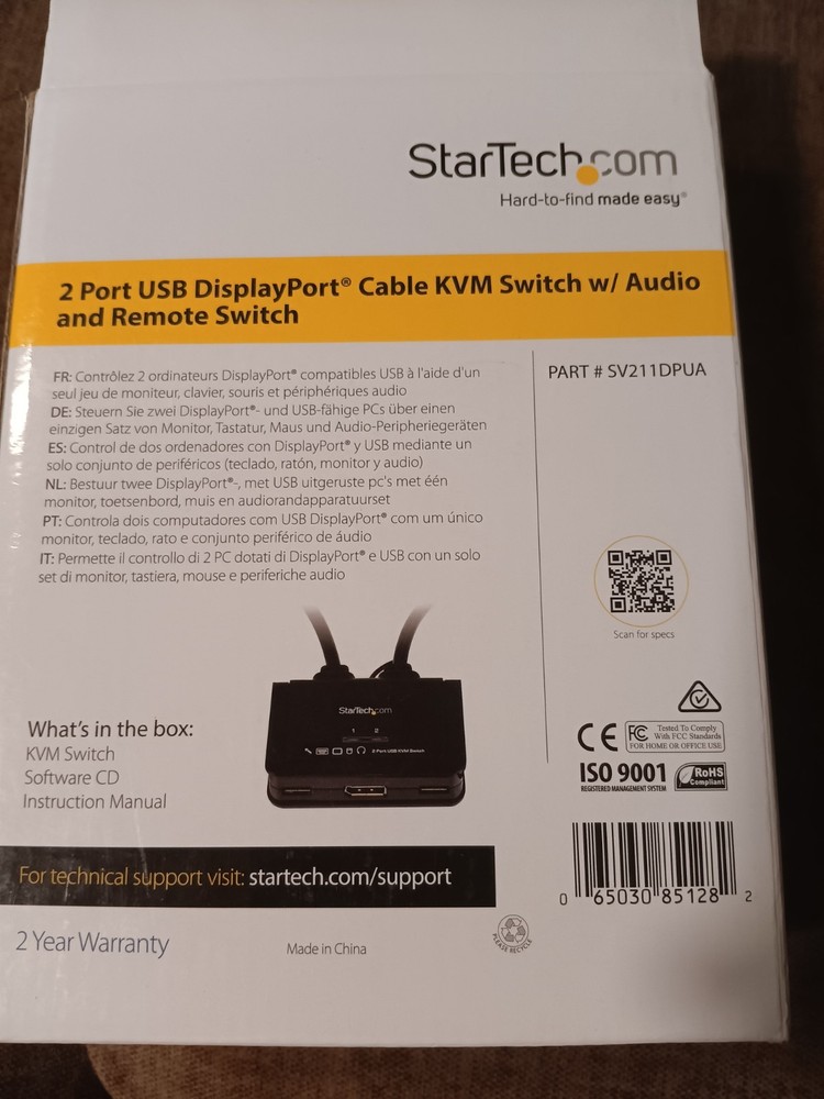 startech.com 2 port usb displayport cable kvm switch w/ audio and remote switch