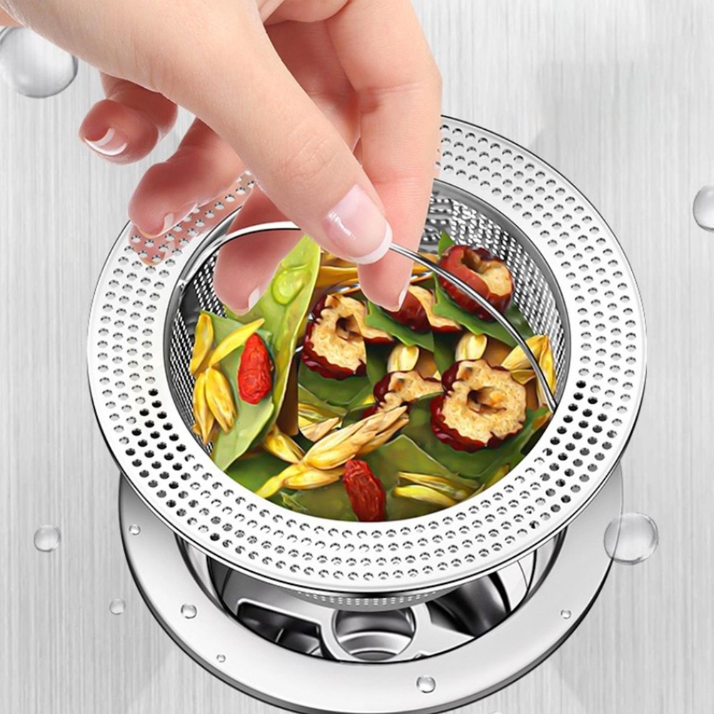 Stainless Steel Kitchen Bath Sink Strainer Drain Stopper Deep Mesh Filter