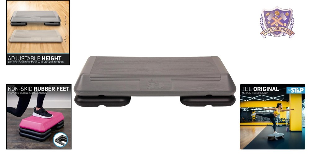Exercise Step Platform Durable High Density Polyethylene Compact with Risers