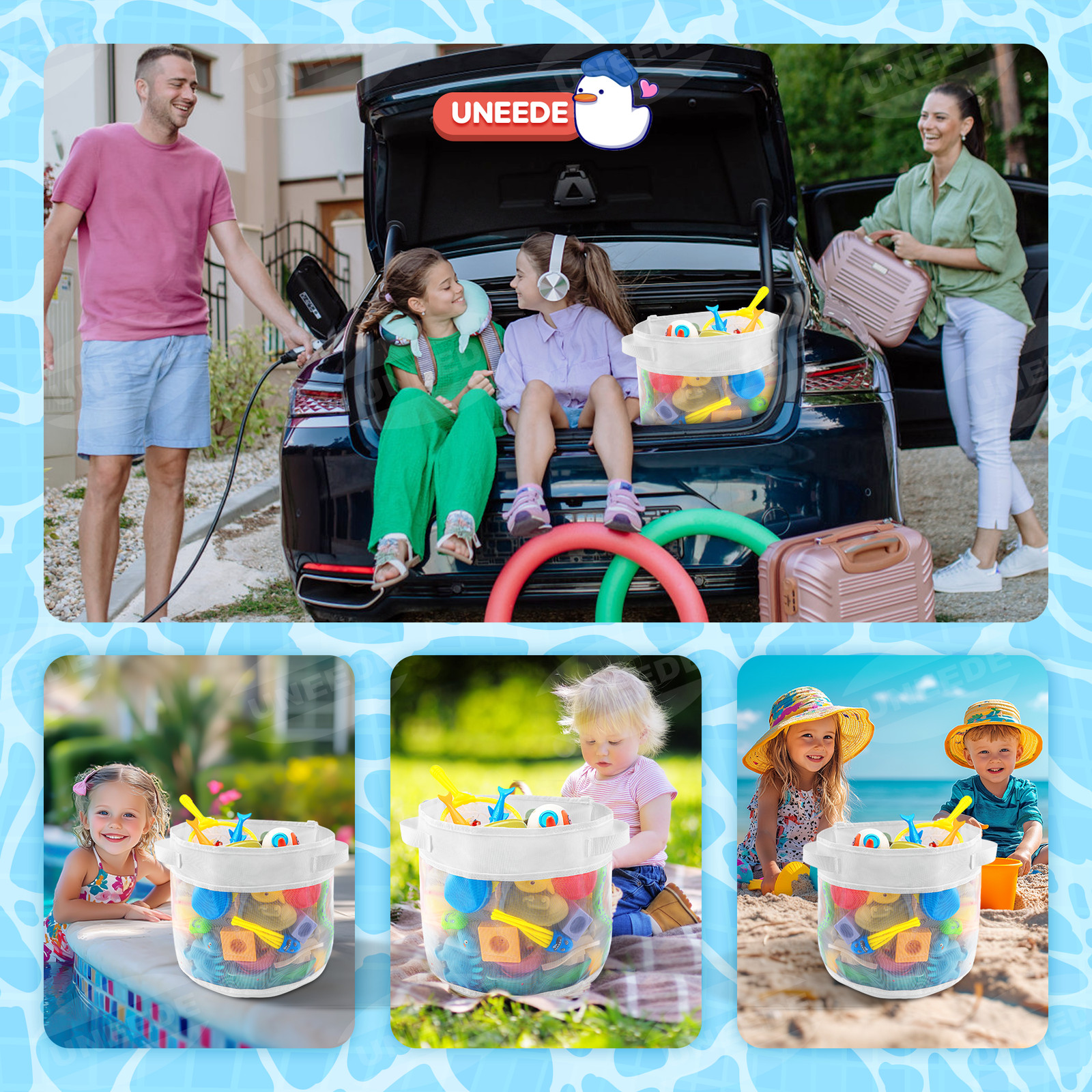 UNEEDE Baby Bath Toy Organizer Bath Toy Mesh Shower Holder for Tub Bathroom