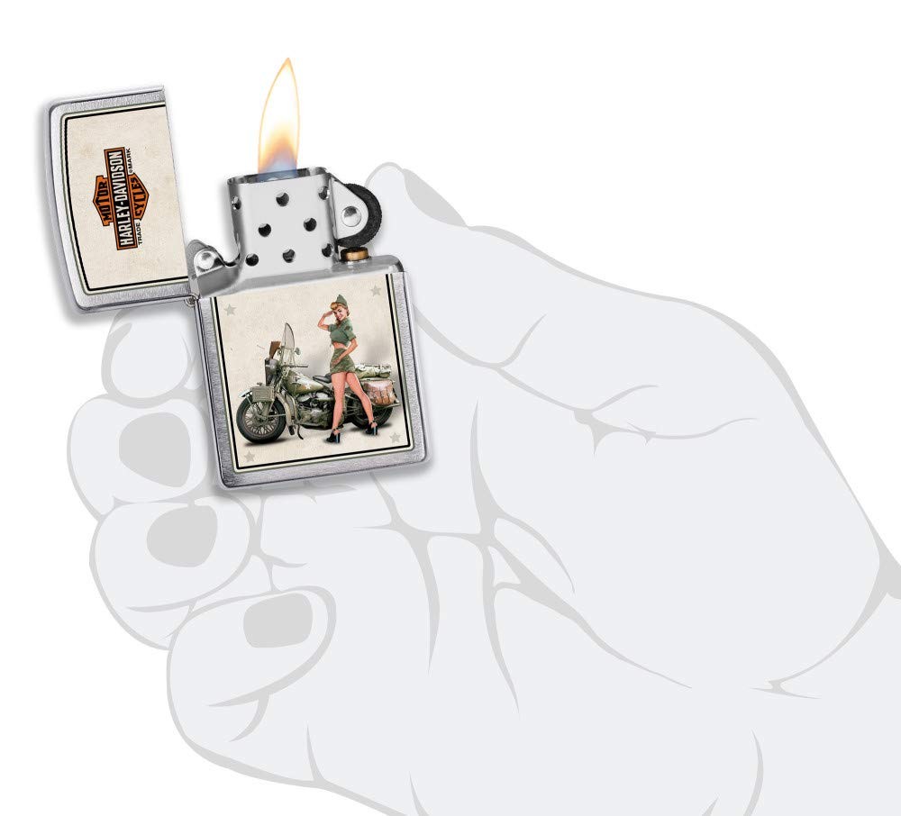 Zippo Harley-Davidson US Army Brushed Chrome Pocket Lighter, One Size