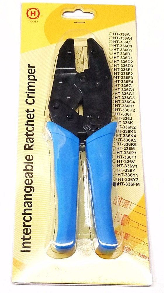 Interchangeable Ratchet Crimping Tool HT-336FM + Dies HT-2E1 & HT-2W