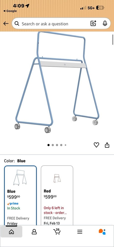 Blue Computer Desk Model X1150 Rolling Workstation on Wheels