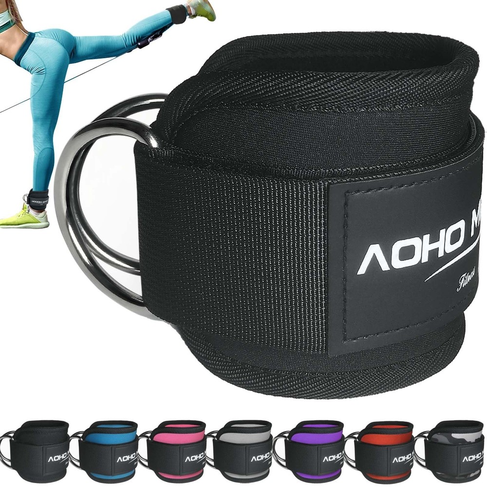 AOHO MOOON Ankle Strap for Cable Machine Attachments, Single, Black - Single