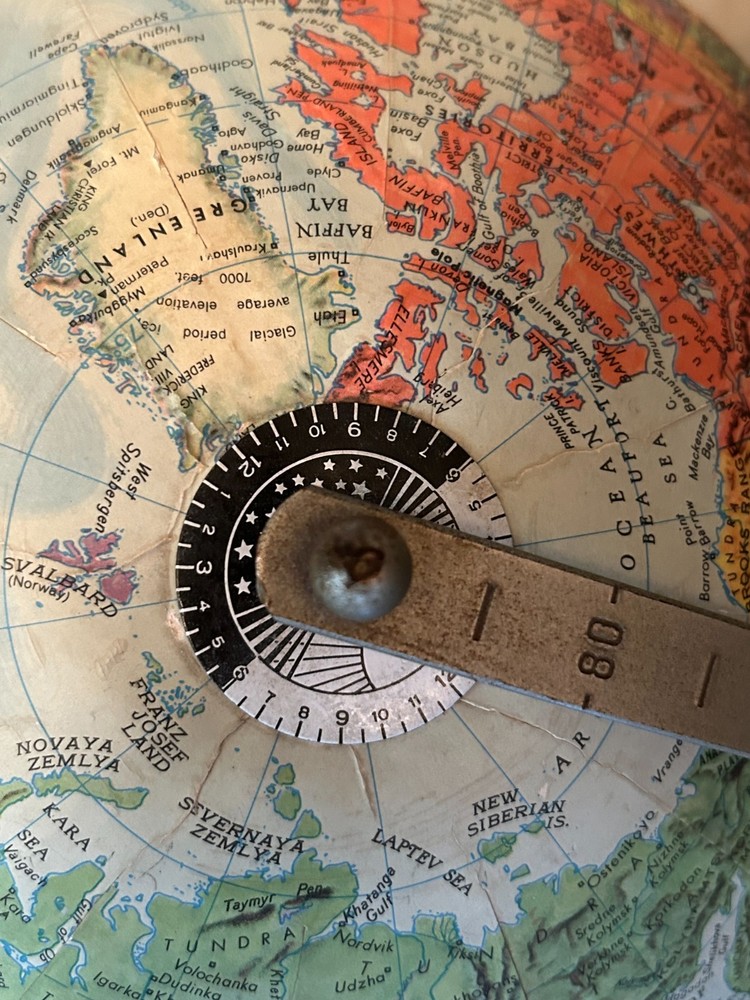 Vintage 1960s REPLOGLE 12" WORLD GLOBE Rotating Relief Map Countries Oceans Base
