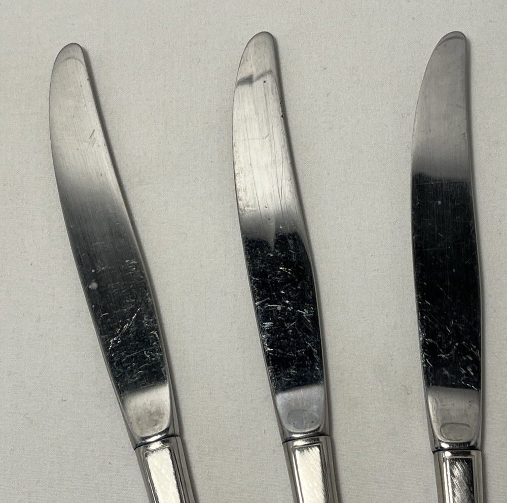Oneida Ashmore Stainless Flatware 3 Dinner Knives Replacement Burnished Handle