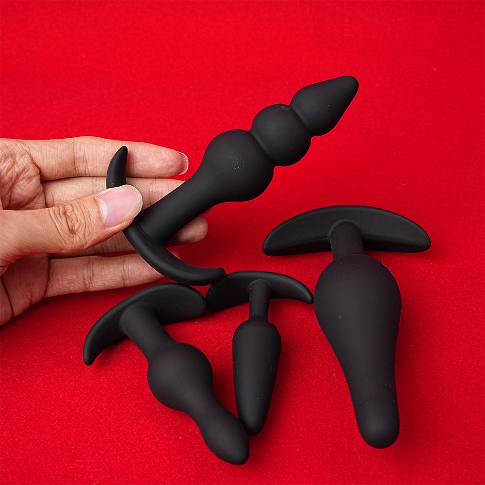 4PCS Silicone Anal Butt Plug Training Starter Kits Beginner Dildo Trainer Set US