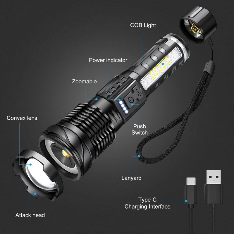 35000000 Lumen Super Bright LED Tactical Flashlight Rechargeable Work Light Lot