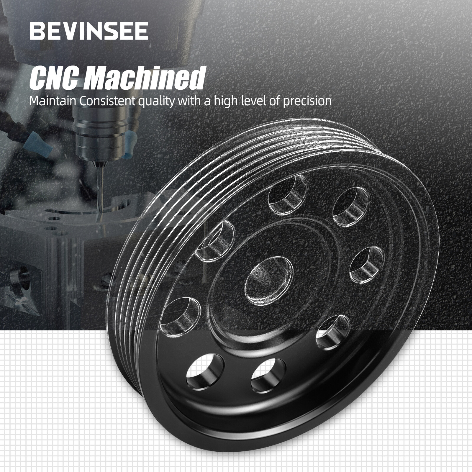 For LS Vortec Truck 5" Billet Aluminum Small Diameter Power Steering Pulley