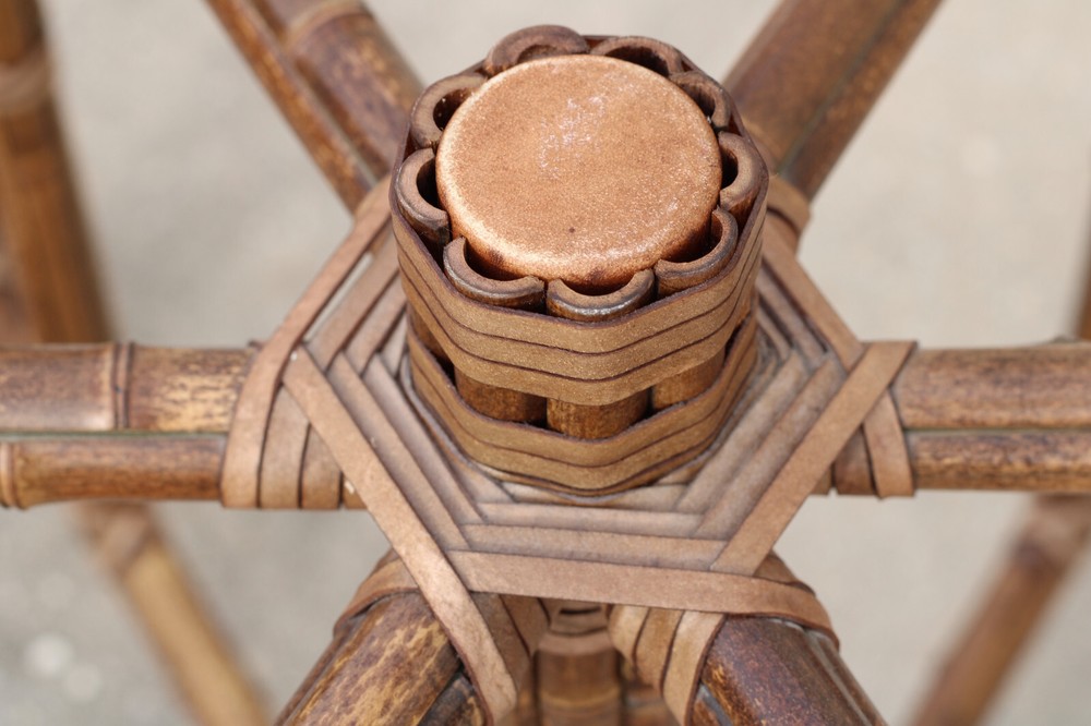 Authentic McGuire Hexagonal Bamboo Rattan Organic Modern Dining Table Base