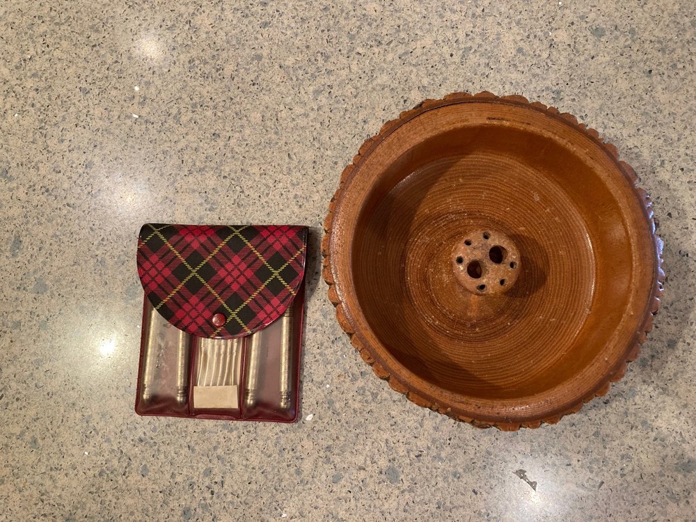 PRICE REDUCED! Rustic Nut Bowl and Nut Cracker Set w/Case