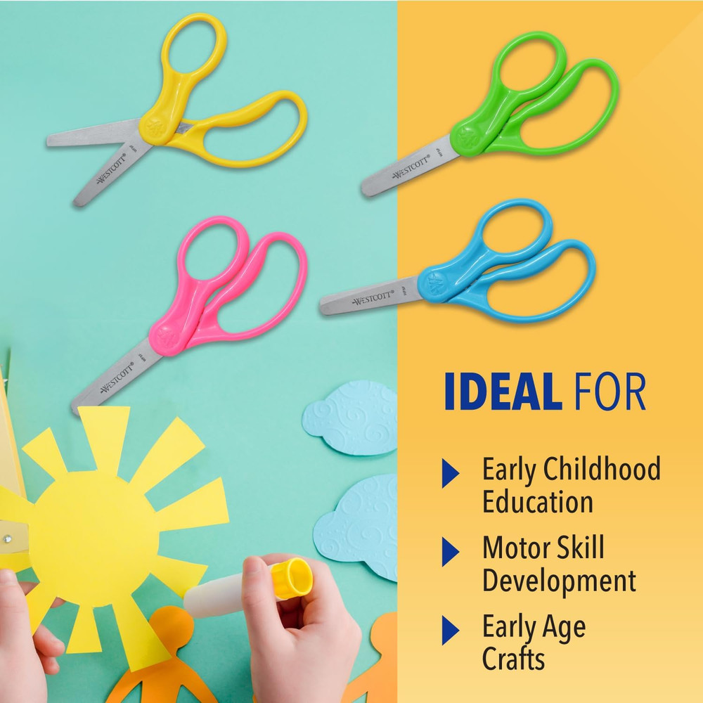 5" Hard Handle Kids Scissors, Blunt, Assorted Colors, 2-Pack