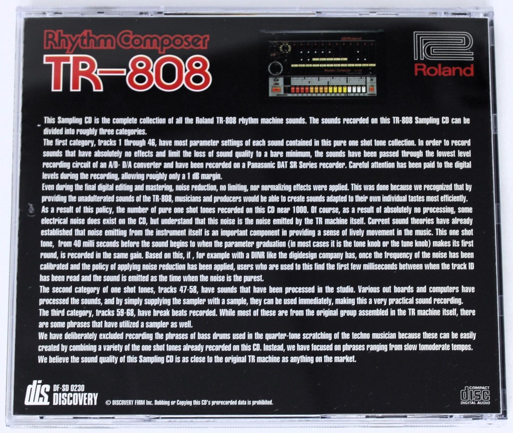 Discovery Firm TR-808 Sampling CD Sample/Sound Library CD Roland 1996