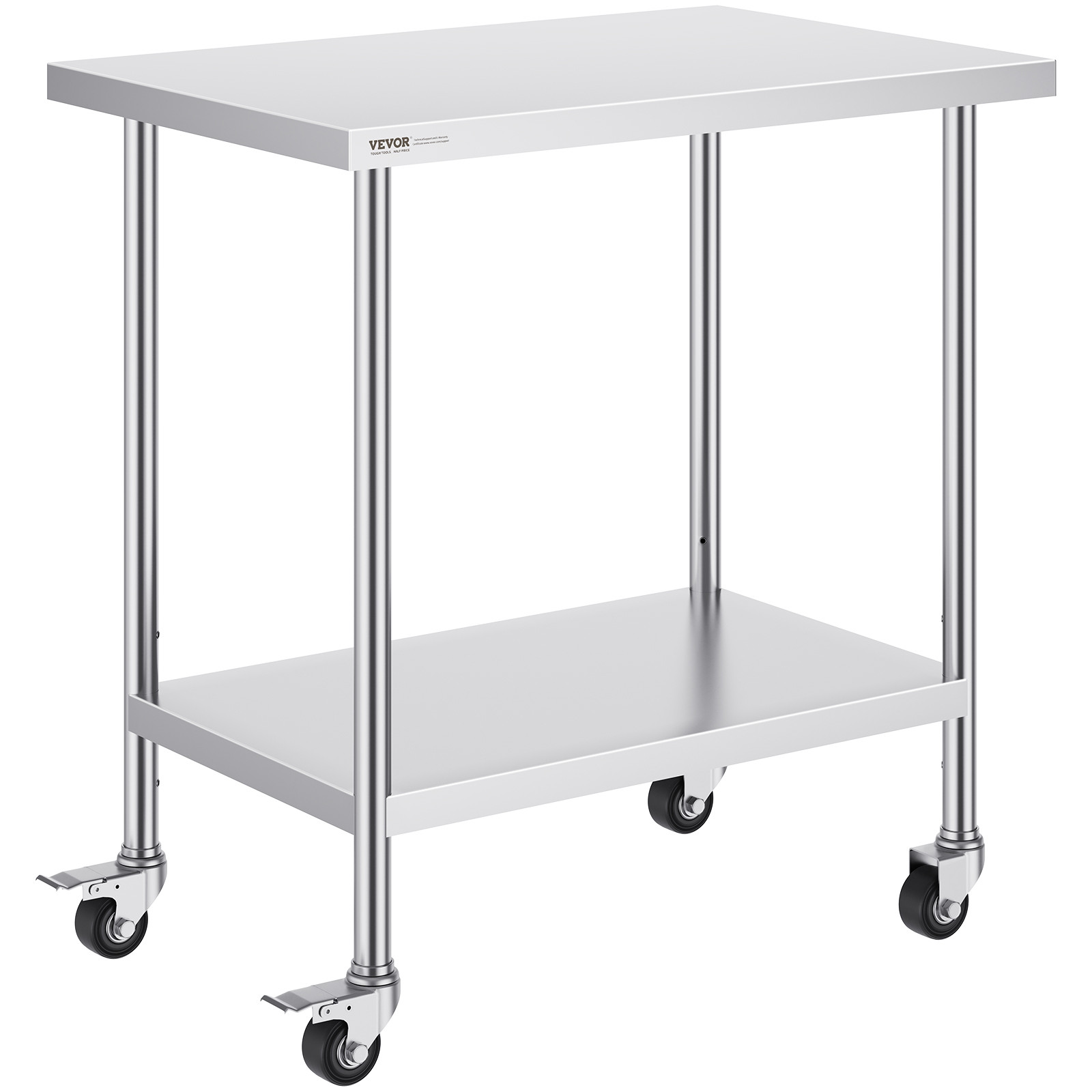 VEVOR Stainless Steel Work Table Commercial Prep Table 24x36 Inch With 4 Casters