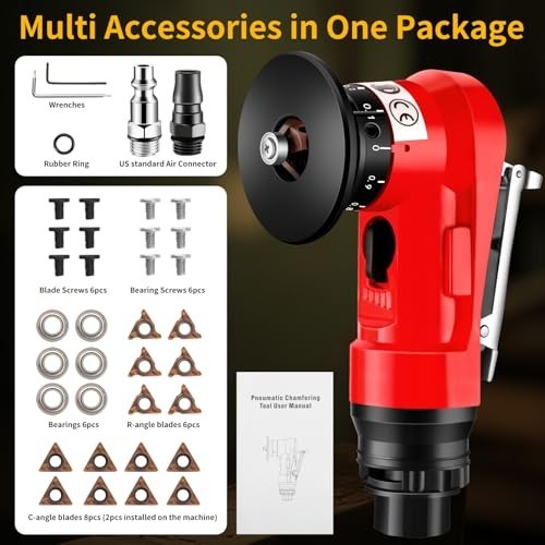 2-in-1 Pneumatic Chamfering Tool - Mini Air Deburring & Beveling Machine for Met