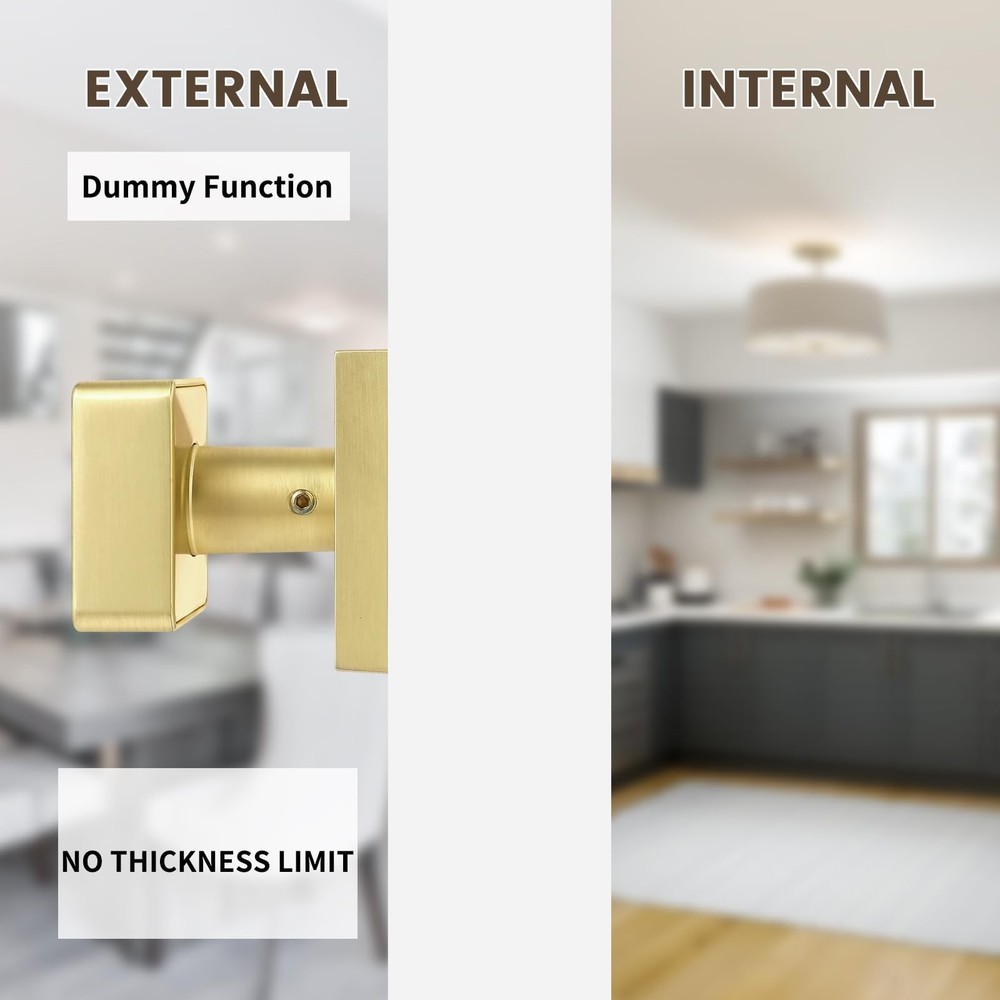2 Pack Gold Dummy Door Knob, Brushed Gold Door Knobs Interior for Closet, Hea...