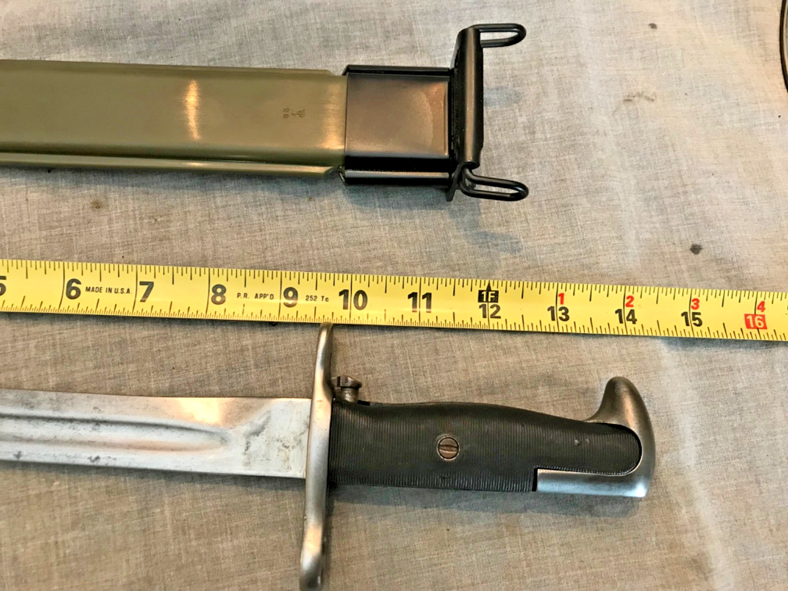 US WWII AFH 10” M1 BAYONET & Scabbard* for U.S. WWII M1 Garand #2556